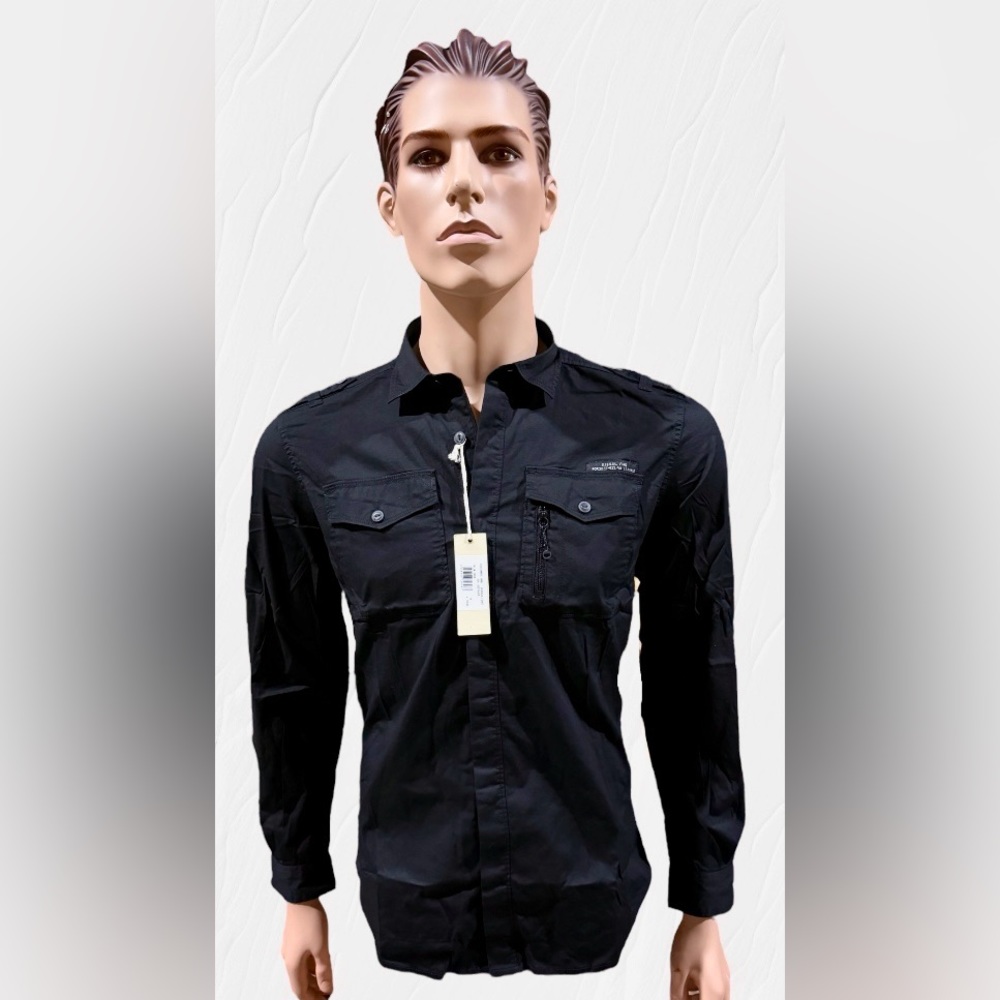 NWT, Diesel Long sleeve Military shirt, color Black. 97% Cotton, 3% Elastane.
